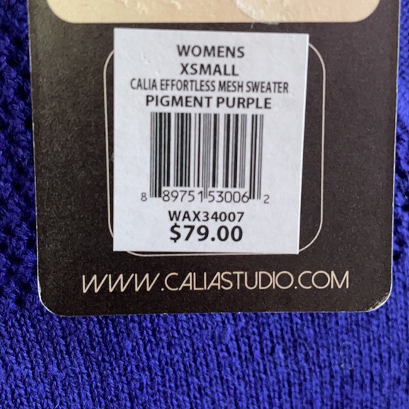 🎁 NWT Calia Women’s XS Effortless Mesh Sweater Pigment Purple - Picture 6 of 6